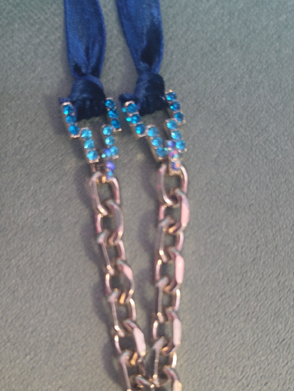 Betsey Johnson Gold-Tone Crescent Moon Necklace with Blue Crystals - Picture 4 of 9